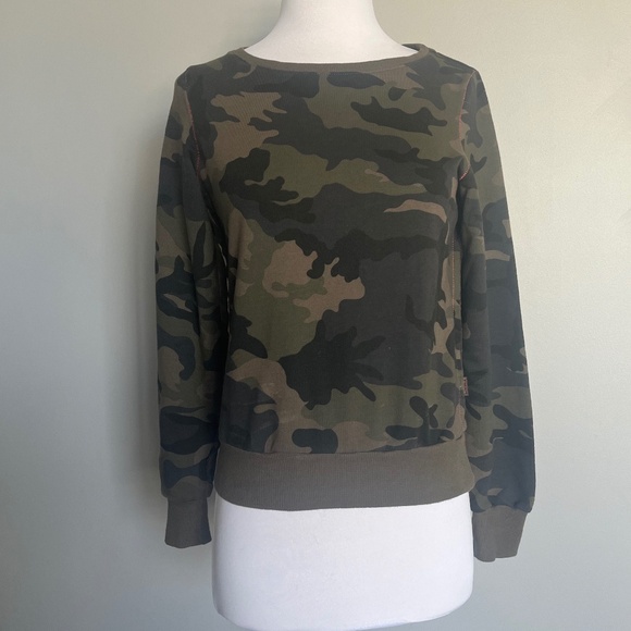 Freddy Camouflage Green Casual Pink Stitching Detail Sweatshirt Top Sweater 4 S - Picture 3 of 15